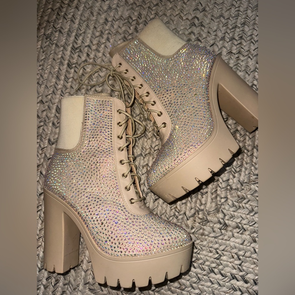 Rhinestone laced boots